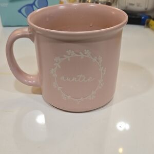 Shabby Chic Pink Mug with White Floral Design